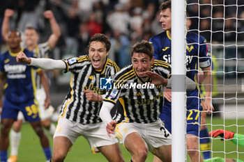 2023-10-28 - Andrea Cambiaso (Juventus FC) and Federico Chiesa (Juventus FC) celebrates for the goal - JUVENTUS FC VS HELLAS VERONA FC - ITALIAN SERIE A - SOCCER
