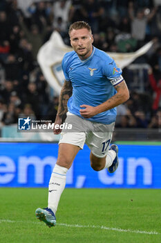 2023-10-30 - Ciro Immobile (SS Lazio); celebrates after scoring the goal 1-0 during the Italian Football Championship League A 2023/2024 match between SS Lazio vs ACF Fiorentina at the Olimpic Stadium in Rome on 30 September 2023. - SS LAZIO VS ACF FIORENTINA - ITALIAN SERIE A - SOCCER