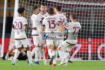 2023-10-28 - Alessandro Buongiorno of Torino FC celebrates after scoring a goal - US LECCE VS TORINO FC - ITALIAN SERIE A - SOCCER