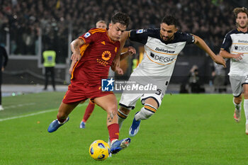2023-11-05 - Paulo Dybala (AS Roma); Ahmed Touba (US Lecce); during the Italian Football Championship League A 2023/2024 match between AS Roma vs US Lecce at the Olimpic Stadium in Rome on 05 November  2023. - AS ROMA VS US LECCE - ITALIAN SERIE A - SOCCER