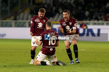 2023-11-06 - Nikola Vlasic (Torino FC) celebrates the goal with Alessandro Buongiorno (Torino FC) and Karol Linetty (Torino FC) - TORINO FC VS US SASSUOLO - ITALIAN SERIE A - SOCCER