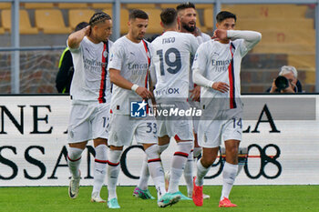 2023-11-11 - Olivier Giroud of AC Milan celebrates after scoring a goal with teammates - US LECCE VS AC MILAN - ITALIAN SERIE A - SOCCER