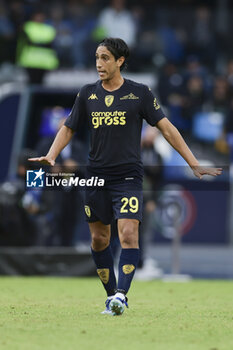 2023-11-12 - Empoli's Italian midfielder Youssef Maleh gesticulate during the Serie A football match between SSC Napoli and Empoli at the Diego Armando Maradona Stadium in Naples, southern Italy, on November 12, 2023. - SSC NAPOLI VS EMPOLI FC - ITALIAN SERIE A - SOCCER