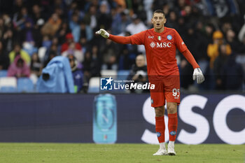 2023-11-12 - SSC Napoli's Italian goalkeeper Pierluigi Gollini gesticulate during the Serie A football match between SSC Napoli and Empoli at the Diego Armando Maradona Stadium in Naples, southern Italy, on November 12, 2023. - SSC NAPOLI VS EMPOLI FC - ITALIAN SERIE A - SOCCER