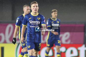 2023-11-27 - Tomas Suslov of Hellas Verona FC expresses disappointment afther lecce goal during Hellas Verona FC  vs US Lecce, 13° Serie A Tim 2023-24 game at Marcantonio Bentegodi Stadium in Verona (VR), Italy, on November 27, 2023. - HELLAS VERONA FC VS US LECCE - ITALIAN SERIE A - SOCCER