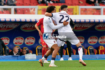2023-12-03 - Charalampos Lykogiannis of Bologna FC celebrates after scoring a goal with Joshua Zirkzee of Bologna FC - US LECCE VS BOLOGNA FC - ITALIAN SERIE A - SOCCER