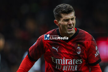 2023-12-02 - Christian Pulisic of AC Milan reacts during Serie A 2023/24 football match between AC Milan and Frosinone Calcio at San Siro Stadium, Milan, Italy on December 02, 2023 - AC MILAN VS FROSINONE CALCIO - ITALIAN SERIE A - SOCCER