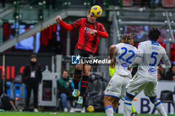 2023-12-02 - Luka Jovic of AC Milan seen in action during Serie A 2023/24 football match between AC Milan and Frosinone Calcio at San Siro Stadium, Milan, Italy on December 02, 2023 - AC MILAN VS FROSINONE CALCIO - ITALIAN SERIE A - SOCCER
