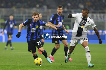 2023-12-09 - Nicolo Barella of FC Internazionale seen in action during Serie A 2023/24 football match between FC Internazionale and Udinese Calcio at Giuseppe Meazza Stadium, Milan, Italy on December 09, 2023 - INTER - FC INTERNAZIONALE VS UDINESE CALCIO - ITALIAN SERIE A - SOCCER