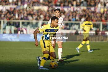 2023-12-17 - Cyril Ngonge of Hellas Verona FC play the ball during ACF Fiorentina vs Hellas Verona FC, 16° Serie A Tim 2023-24 game at Artemio Franchi Stadium in Firenze (FI), Italy, on Dicember 17, 2023. - ACF FIORENTINA VS HELLAS VERONA FC - ITALIAN SERIE A - SOCCER