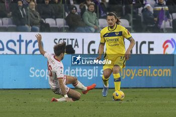 2023-12-17 - Luca Ranieri of ACF Fiorentina  go on tackle to Milan Djuric of Hellas Verona FC during ACF Fiorentina vs Hellas Verona FC, 16° Serie A Tim 2023-24 game at Artemio Franchi Stadium in Firenze (FI), Italy, on Dicember 17, 2023. - ACF FIORENTINA VS HELLAS VERONA FC - ITALIAN SERIE A - SOCCER