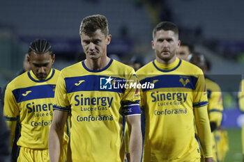 2023-12-17 - Pawel Dawidowicz of Hellas Verona FC, Thomas Henry of Hellas Verona FC, Jordi Mboula of Hellas Verona FC expresses disappointment at the end of ACF Fiorentina vs Hellas Verona FC, 16° Serie A Tim 2023-24 game at Artemio Franchi Stadium in Firenze (FI), Italy, on Dicember 17, 2023. - ACF FIORENTINA VS HELLAS VERONA FC - ITALIAN SERIE A - SOCCER