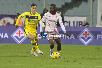 2023-12-17 - Jonathan Ikonè of ACF Fiorentina  competes for the ball with Filippo Terracciano of Hellas Verona FC during ACF Fiorentina vs Hellas Verona FC, 16° Serie A Tim 2023-24 game at Artemio Franchi Stadium in Firenze (FI), Italy, on Dicember 17, 2023. - ACF FIORENTINA VS HELLAS VERONA FC - ITALIAN SERIE A - SOCCER