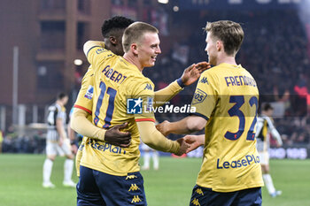 2023-12-15 - Albert Guomundsson celebrates scoring his team's first goal to make the score 1-1 during Serie A TIM between Genoa CFC and Juventus FC at Stadio Luigi Ferraris, Genova - GENOA CFC VS JUVENTUS FC - ITALIAN SERIE A - SOCCER