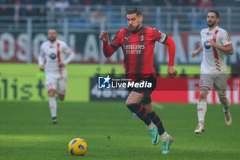 2023-12-17 - Theo Hernandez of AC Milan seen in action during Serie A 2023/24 football match between AC Milan and AC Monza at San Siro Stadium, Milan, Italy on December 17, 2023 - AC MILAN VS AC MONZA - ITALIAN SERIE A - SOCCER