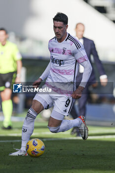 2023-12-23 - Juventus' Serbian forward Dusan Vlahovic looks during the Serie A football match between Frosinone Calcio vs Juventus FC at the Benito Stirpe stadium in Frosinone, Italy on December 23, 2023. - FROSINONE CALCIO VS JUVENTUS FC - ITALIAN SERIE A - SOCCER