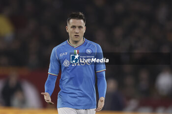 2023-12-23 - SSC Napoli's Polish midfielder Piotr Zielinski looks during the Serie A football match between AS Roma vs SSC Napoli Football Club at the Olimpico Stadium in Rome, Italy on December 23, 2023 - AS ROMA VS SSC NAPOLI - ITALIAN SERIE A - SOCCER