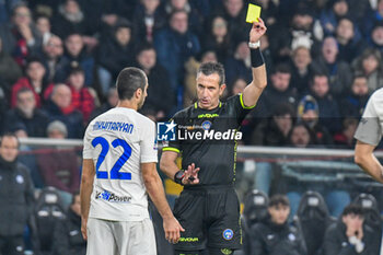 2023-12-29 - yellow card for Henrikh Mkhitaryan of Inter during Italian Serie A match between Genoa CFC vs FC Inter on 29 december 2023 at the Stadio Luigi Ferraris, Genova - GENOA CFC VS INTER - FC INTERNAZIONALE - ITALIAN SERIE A - SOCCER
