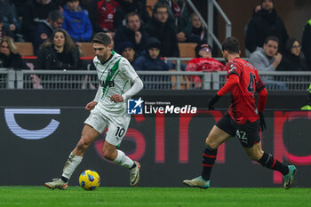 2023-12-30 - Domenico Berardi of US Sassuolo seen in action during Serie A 2023/24 football match between AC Milan and US Sassuolo at San Siro Stadium, Milan, Italy on December 30, 2023 - AC MILAN VS US SASSUOLO - ITALIAN SERIE A - SOCCER