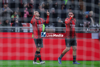 2023-12-30 - Christian Pulisic of AC Milan celebrates after scoring a goal during Serie A 2023/24 football match between AC Milan and US Sassuolo at San Siro Stadium, Milan, Italy on December 30, 2023 - AC MILAN VS US SASSUOLO - ITALIAN SERIE A - SOCCER