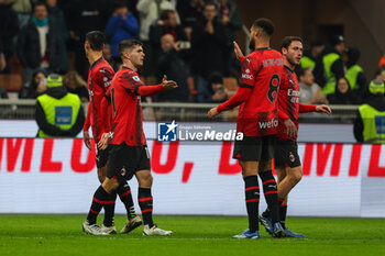 2023-12-30 - Christian Pulisic of AC Milan celebrates with his teammates after scoring a goal during Serie A 2023/24 football match between AC Milan and US Sassuolo at San Siro Stadium, Milan, Italy on December 30, 2023 - AC MILAN VS US SASSUOLO - ITALIAN SERIE A - SOCCER