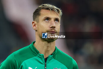 2023-12-30 - Andrea Pinamonti of US Sassuolo looks on during Serie A 2023/24 football match between AC Milan and US Sassuolo at San Siro Stadium, Milan, Italy on December 30, 2023 - AC MILAN VS US SASSUOLO - ITALIAN SERIE A - SOCCER