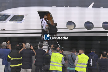 2023-08-29 - A.S. Roma's new signing Romelu Lukaku arrives at Ciampino Airport on August 29, 2023 at Ciampino Airport in Rome, Italy. - ROMA'S NEW SIGNING ROMELU LUKAKU ARRIVES AT CIAMPINO AIRPORT - ITALIAN SERIE A - SOCCER