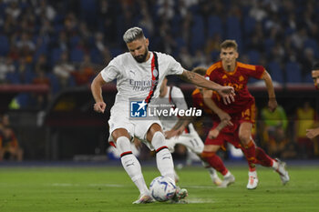 2023-09-01 - Olivier Giroud of A.C. Milan score 0-1 during the 3rd day of the Serie A Championship between A.S. Roma - A.C. Milan on September 1, 2023 at the Olympic Stadium in Rome, Italy. - AS ROMA VS AC MILAN - ITALIAN SERIE A - SOCCER