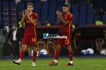2023-09-01 - Diego Llorente of A.S. Roma and Lorenzo Pellegrini of A.S. Roma during the 3rd day of the Serie A Championship between A.S. Roma - A.C. Milan on September 1, 2023 at the Olympic Stadium in Rome, Italy. - AS ROMA VS AC MILAN - ITALIAN SERIE A - SOCCER