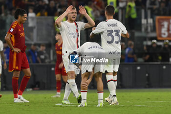 2023-09-01 - Tommaso Pobega of A.C. Milan and Rade Krunic of A.C. Milan during the 3rd day of the Serie A Championship between A.S. Roma - A.C. Milan on September 1, 2023 at the Olympic Stadium in Rome, Italy. - AS ROMA VS AC MILAN - ITALIAN SERIE A - SOCCER