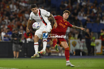 2023-09-01 - Pulisic of A.C. Milan and Zalewski of A.S. Roma during the 3rd day of the Serie A Championship between A.S. Roma - A.C. Milan on September 1, 2023 at the Olympic Stadium in Rome, Italy. - AS ROMA VS AC MILAN - ITALIAN SERIE A - SOCCER