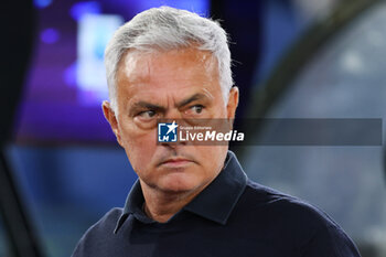 2023-09-01 - Jose' Mourinho head coach of Roma looks on before the Italian championship Serie A football match between AS Roma and AC Milan on September 1, 2023 at Stadio Olimpico in Rome, Italy - FOOTBALL - ITALIAN CHAMP - AS ROMA V AC MILAN - ITALIAN SERIE A - SOCCER