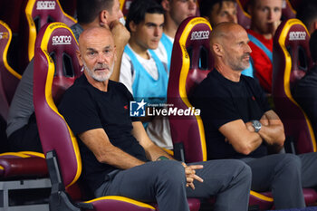 2023-09-01 - Stefano Pioli head coach of Milan looks on before the Italian championship Serie A football match between AS Roma and AC Milan on September 1, 2023 at Stadio Olimpico in Rome, Italy - FOOTBALL - ITALIAN CHAMP - AS ROMA V AC MILAN - ITALIAN SERIE A - SOCCER