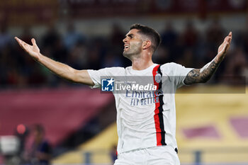 2023-09-01 - Christian Pulisic of Milan reacts during the Italian championship Serie A football match between AS Roma and AC Milan on September 1, 2023 at Stadio Olimpico in Rome, Italy - FOOTBALL - ITALIAN CHAMP - AS ROMA V AC MILAN - ITALIAN SERIE A - SOCCER