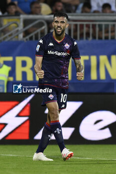 2023-09-28 - Nicolas Gonzalez of A.C.F. Fiorentina celebrates after scoring 0-1 during the 6th day of the Serie A Championship between Frosinone Calcio vs A.C.F. Fiorentina, 28 September 2023 at the Benito Stirpe Stadium, Frosinone, Italy. - FROSINONE CALCIO VS ACF FIORENTINA - ITALIAN SERIE A - SOCCER