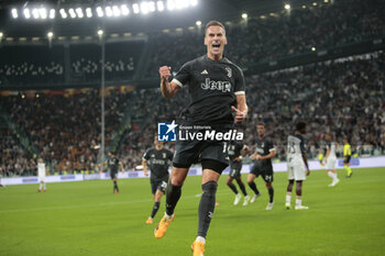 2023-09-26 - Arkadiusz Milik of Juventus celebrating after a goal during the Italian Serie A, football match between Juventus Fc and Us Lecce on 26 September 2023 at Allianz stadium, Turin, Italy. Photo Nderim Kaceli - JUVENTUS FC VS US LECCE - ITALIAN SERIE A - SOCCER