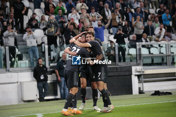 2023-09-26 - Arkadiusz Milik of Juventus celebrating with tema mates after a goal during the Italian Serie A, football match between Juventus Fc and Us Lecce on 26 September 2023 at Allianz stadium, Turin, Italy. Photo Nderim Kaceli - JUVENTUS FC VS US LECCE - ITALIAN SERIE A - SOCCER