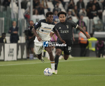 2023-09-26 - Patrick Dorgu of Us Lecce and Weston McKennie of Juventus during the Italian Serie A, football match between Juventus Fc and Us Lecce on 26 September 2023 at Allianz stadium, Turin, Italy. Photo Nderim Kaceli - JUVENTUS FC VS US LECCE - ITALIAN SERIE A - SOCCER