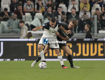 2023-09-26 - Nikola Krstovic of Us Lecce and Daniele Rugani of Juventus during the Italian Serie A, football match between Juventus Fc and Us Lecce on 26 September 2023 at Allianz stadium, Turin, Italy. Photo Nderim Kaceli - JUVENTUS FC VS US LECCE - ITALIAN SERIE A - SOCCER