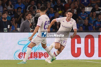2023-10-08 - Josip Brekalo of ACF Fiorentina celebrates after scoring goal during Serie A between SSC Napoli vs ACF Fiorentina at Diego Armando Maradona Stadium - SSC NAPOLI VS ACF FIORENTINA - ITALIAN SERIE A - SOCCER