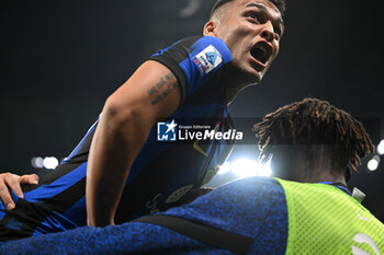 2023-10-29 - Lautaro Martinez of Fc Inter celebrating after a goal the Italian Serie A football match between Inter FC Internazionale and AS Roma on 29 of October 2023 at Giuseppe Meazza San Siro Siro stadium in Milan, Italy. Photo Tiziano Ballabio - INTER - FC INTERNAZIONALE VS AS ROMA - ITALIAN SERIE A - SOCCER
