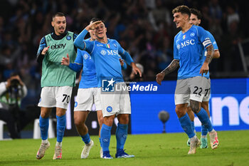 2023-10-29 - Giacomo Raspadoria of SSC Napoli celebrates after scoring goal the Serie A match between SSC Napoli vs AC Milan at Diego Armando Maradona Stadium - SSC NAPOLI VS AC MILAN - ITALIAN SERIE A - SOCCER