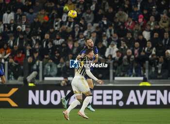 2023-11-26 - Stefan de Vrij of Inter Milan and Dusan Vlahovic of Juventus during the Italian Serie A, football match between Juventus Fc and Fc Inter, on 26 November 2023 at Allianz Stadium, Turin, Italy. Photo Nderim Kaceli - JUVENTUS FC VS INTER - FC INTERNAZIONALE - ITALIAN SERIE A - SOCCER