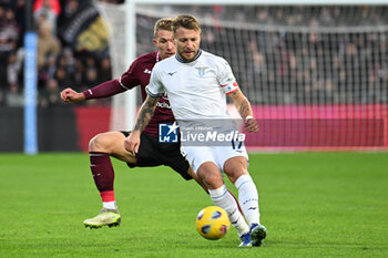 2023-11-25 - Ciro Immobile of SS Lazio competes for the ball with Matteo Lovato of US Salernitana 1919 during Serie A between US Salernitana 1919 vs SS Lazio at Arechi Stadium - US SALERNITANA VS SS LAZIO - ITALIAN SERIE A - SOCCER