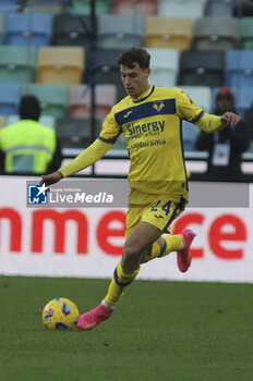 2023-12-03 - Filippo Terracciano of Hellas Verona FC play the ball during Udinese Calcio vs Hellas Verona FC, 14° Serie A Tim 2023-24 game at Bluenergy Stadium - Stadio Friuli in Udine (UD), Italy, on Dicember 03, 2023. - UDINESE CALCIO VS HELLAS VERONA FC - ITALIAN SERIE A - SOCCER