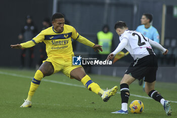 2023-12-03 - Lazar Samardzic of Udinese FC competes for the ball with Michael Folorunsho of Hellas Verona FC during Udinese Calcio vs Hellas Verona FC, 14° Serie A Tim 2023-24 game at Bluenergy Stadium - Stadio Friuli in Udine (UD), Italy, on Dicember 03, 2023. - UDINESE CALCIO VS HELLAS VERONA FC - ITALIAN SERIE A - SOCCER