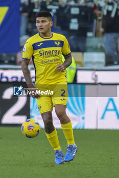 2023-12-03 - Bruno Amione of Hellas Verona FC play the ball during Udinese Calcio vs Hellas Verona FC, 14° Serie A Tim 2023-24 game at Bluenergy Stadium - Stadio Friuli in Udine (UD), Italy, on Dicember 03, 2023. - UDINESE CALCIO VS HELLAS VERONA FC - ITALIAN SERIE A - SOCCER