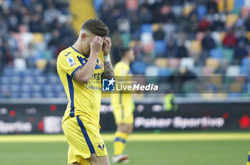 2023-12-03 - Tomas Suslov of Hellas Verona FC expresses disappointment during Udinese Calcio vs Hellas Verona FC, 14° Serie A Tim 2023-24 game at Bluenergy Stadium - Stadio Friuli in Udine (UD), Italy, on Dicember 03, 2023. - UDINESE CALCIO VS HELLAS VERONA FC - ITALIAN SERIE A - SOCCER