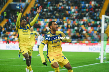 2023-12-03 - Cyril Ngonge of Hellas Verona FC celebrates after scoring during Udinese Calcio vs Hellas Verona FC, 14° Serie A Tim 2023-24 game at Bluenergy Stadium - Stadio Friuli in Udine (UD), Italy, on Dicember 03, 2023. - UDINESE CALCIO VS HELLAS VERONA FC - ITALIAN SERIE A - SOCCER