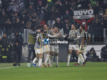 2023-12-08 - Federico Gatti of Juventus celebrating with team mates after a goal during the Italian Serie A, football match between Juventus Fc and Sac Napoli on 08 December 2023 at Allianz Stadium, Turin, Italy. Photo Nderim Kaceli - JUVENTUS FC VS SSC NAPOLI - ITALIAN SERIE A - SOCCER